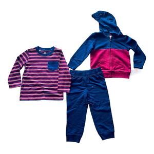 Carters Boys Play Set 3pc Zip Hoodie Jacket Shirt Pants Toddler 2T Pajamas New